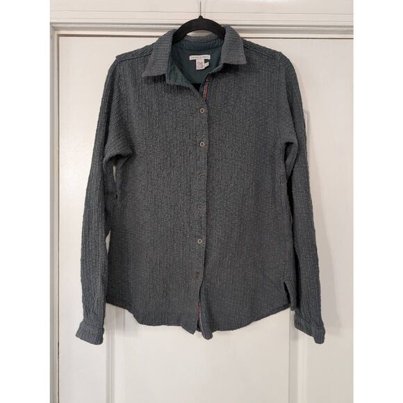 Carbon2Cobalt Button Up Shirt women's small green cotton textured casual - Picture 1 of 5